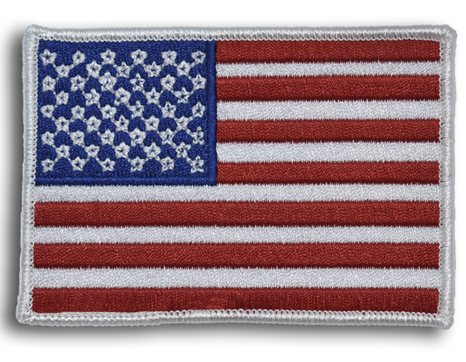 Embroidered USA Flag Patches Merrowed Border (White)