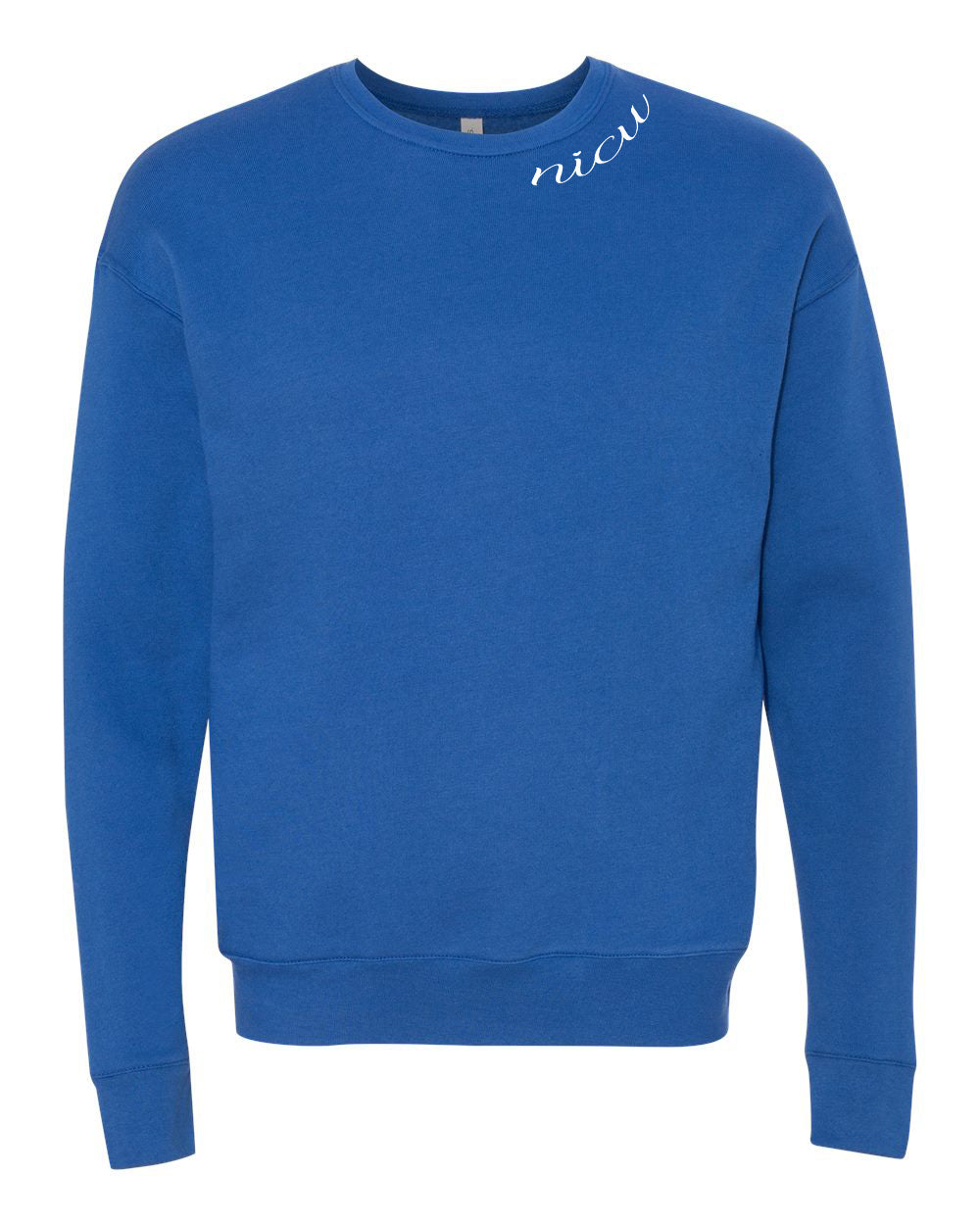 NICU Collar White Script Long Sleeve Sweatshirt