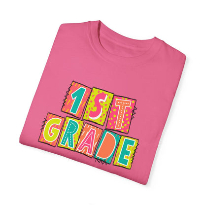 1st Grade Neon Blocks Short Sleeve Tee