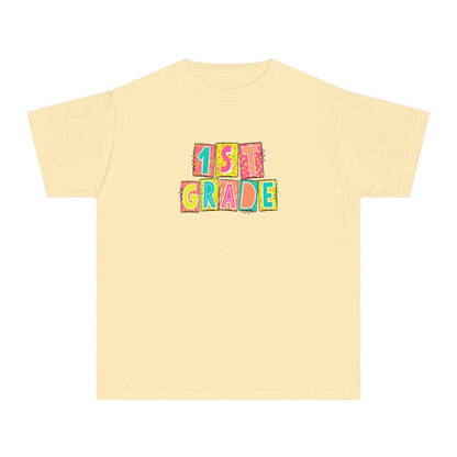 1st Grade Neon Blocks Youth Short Sleeve Tee