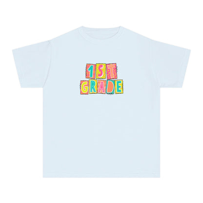 1st Grade Neon Blocks Youth Short Sleeve Tee
