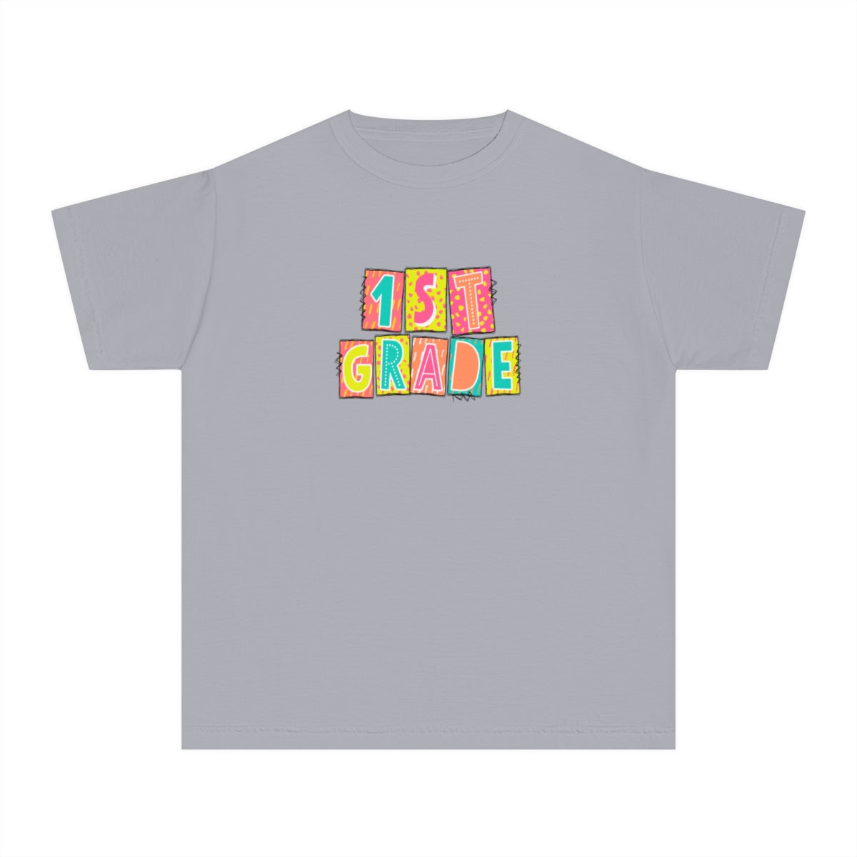 1st Grade Neon Blocks Youth Short Sleeve Tee