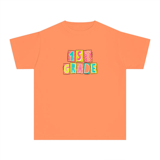 1st Grade Neon Blocks Youth Short Sleeve Tee