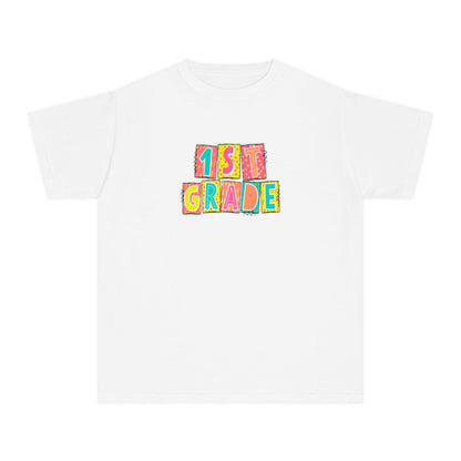 1st Grade Neon Blocks Youth Short Sleeve Tee