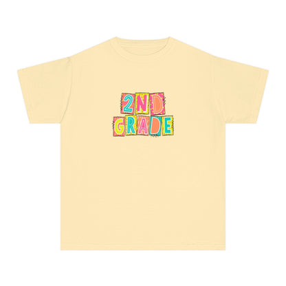 2nd Grade Neon Blocks Youth Short Sleeve Tee