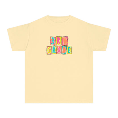 3rd Grade Neon Blocks Youth Short Sleeve Tee