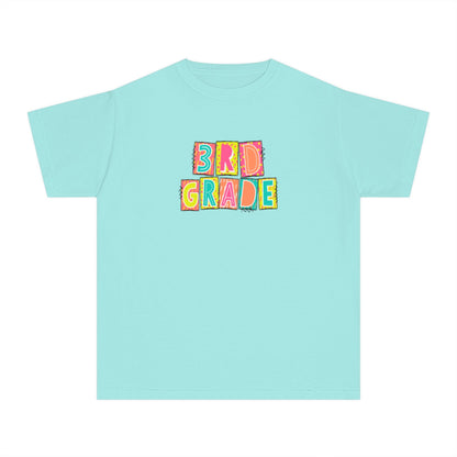 3rd Grade Neon Blocks Youth Short Sleeve Tee