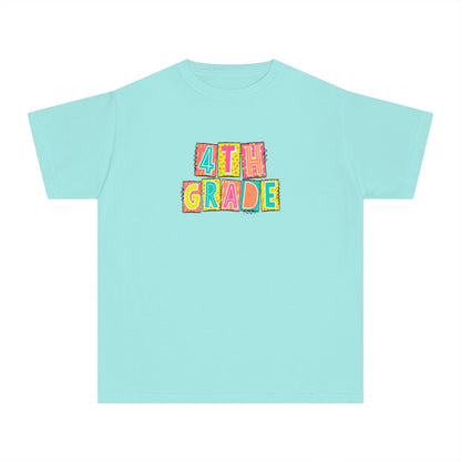 4th Grade Neon Blocks Youth Short Sleeve Tee