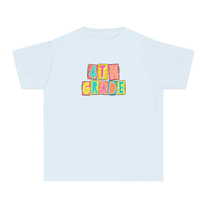 4th Grade Neon Blocks Youth Short Sleeve Tee
