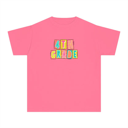 4th Grade Neon Blocks Youth Short Sleeve Tee