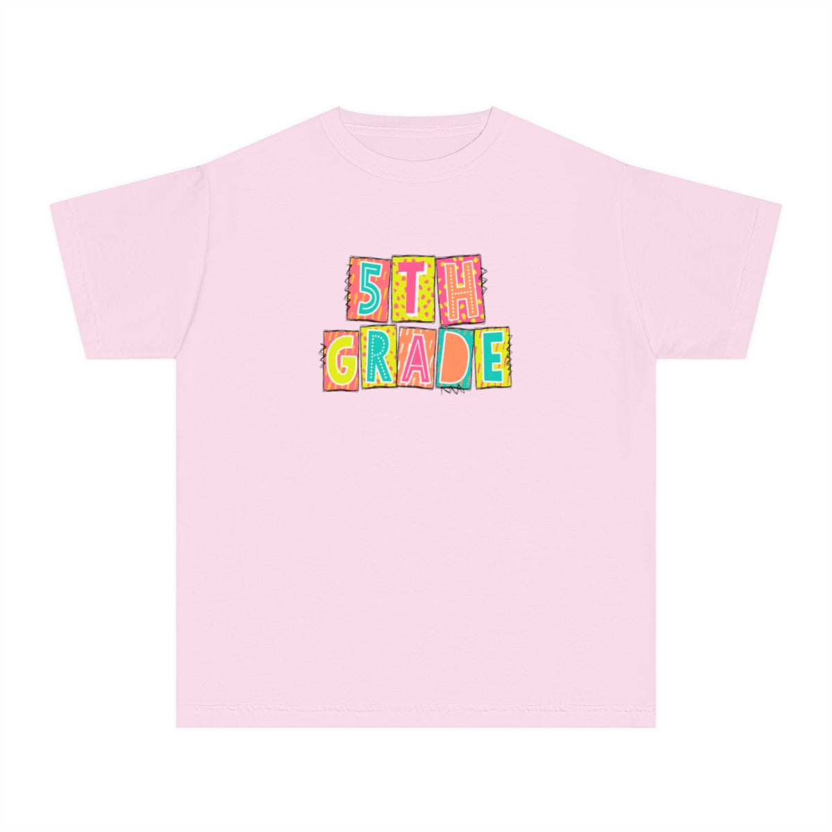 5th Grade Neon Blocks Youth Short Sleeve Tee