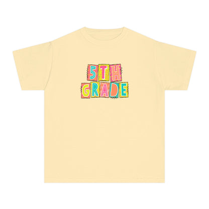 5th Grade Neon Blocks Youth Short Sleeve Tee