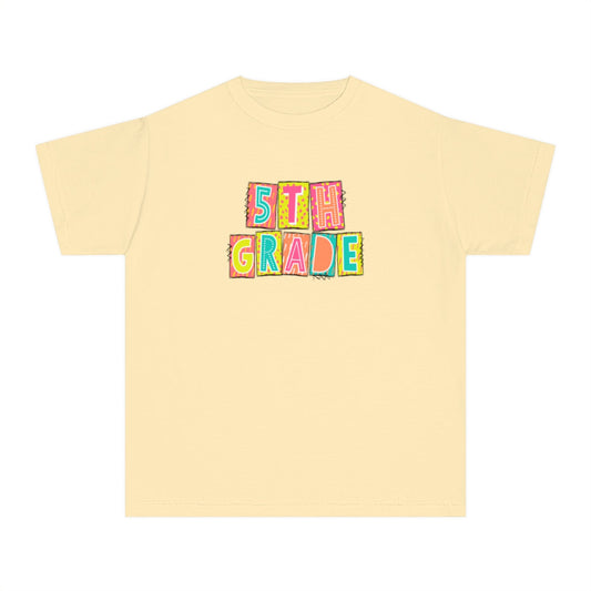 5th Grade Neon Blocks Youth Short Sleeve Tee