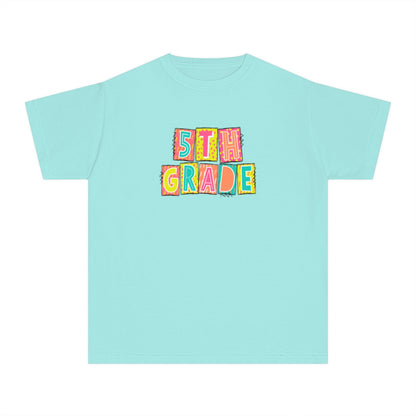 5th Grade Neon Blocks Youth Short Sleeve Tee