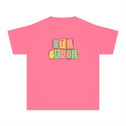 5th Grade Neon Blocks Youth Short Sleeve Tee