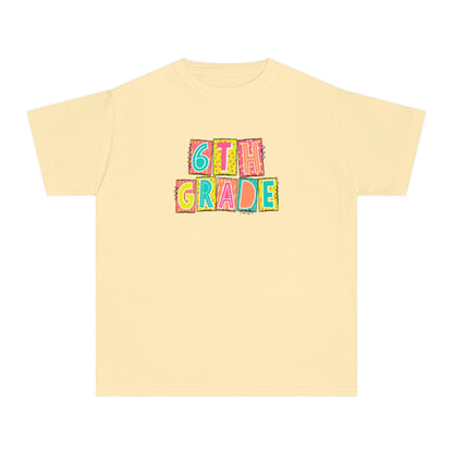 6th Grade Neon Blocks Youth Short Sleeve Tee