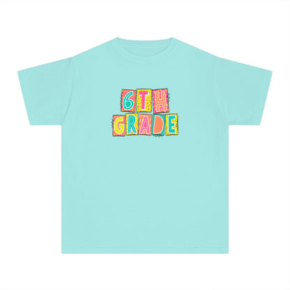 6th Grade Neon Blocks Youth Short Sleeve Tee