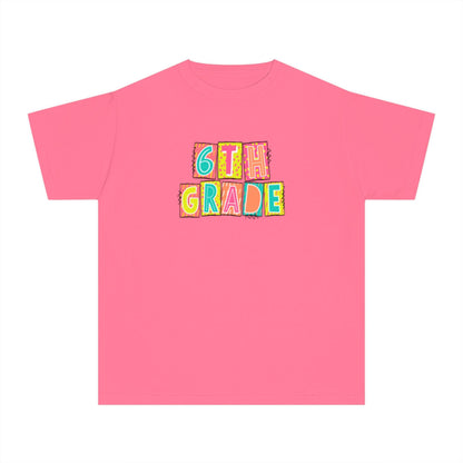 6th Grade Neon Blocks Youth Short Sleeve Tee