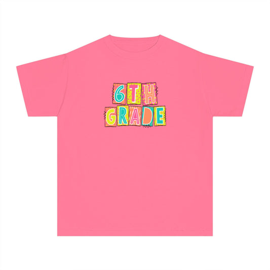 6th Grade Neon Blocks Youth Short Sleeve Tee