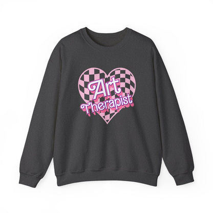 Art Therapist Checkered Heart Long Sleeve Sweatshirt