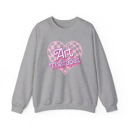 Art Therapist Checkered Heart Long Sleeve Sweatshirt