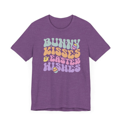 Bunny Kisses Easter Wishes Retro Short Sleeve Tee