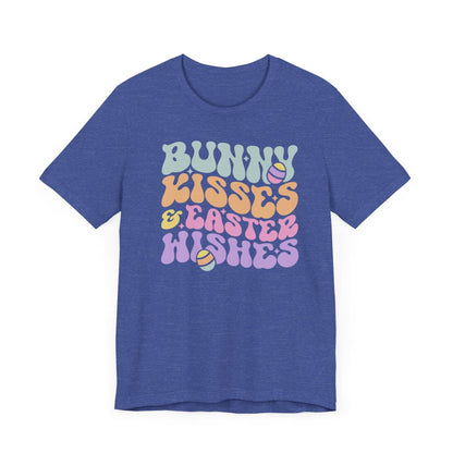Bunny Kisses Easter Wishes Retro Short Sleeve Tee