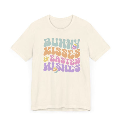 Bunny Kisses Easter Wishes Retro Short Sleeve Tee