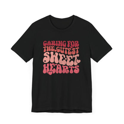 Caring for the Cutest Sweethearts Distressed Short Sleeve Tee