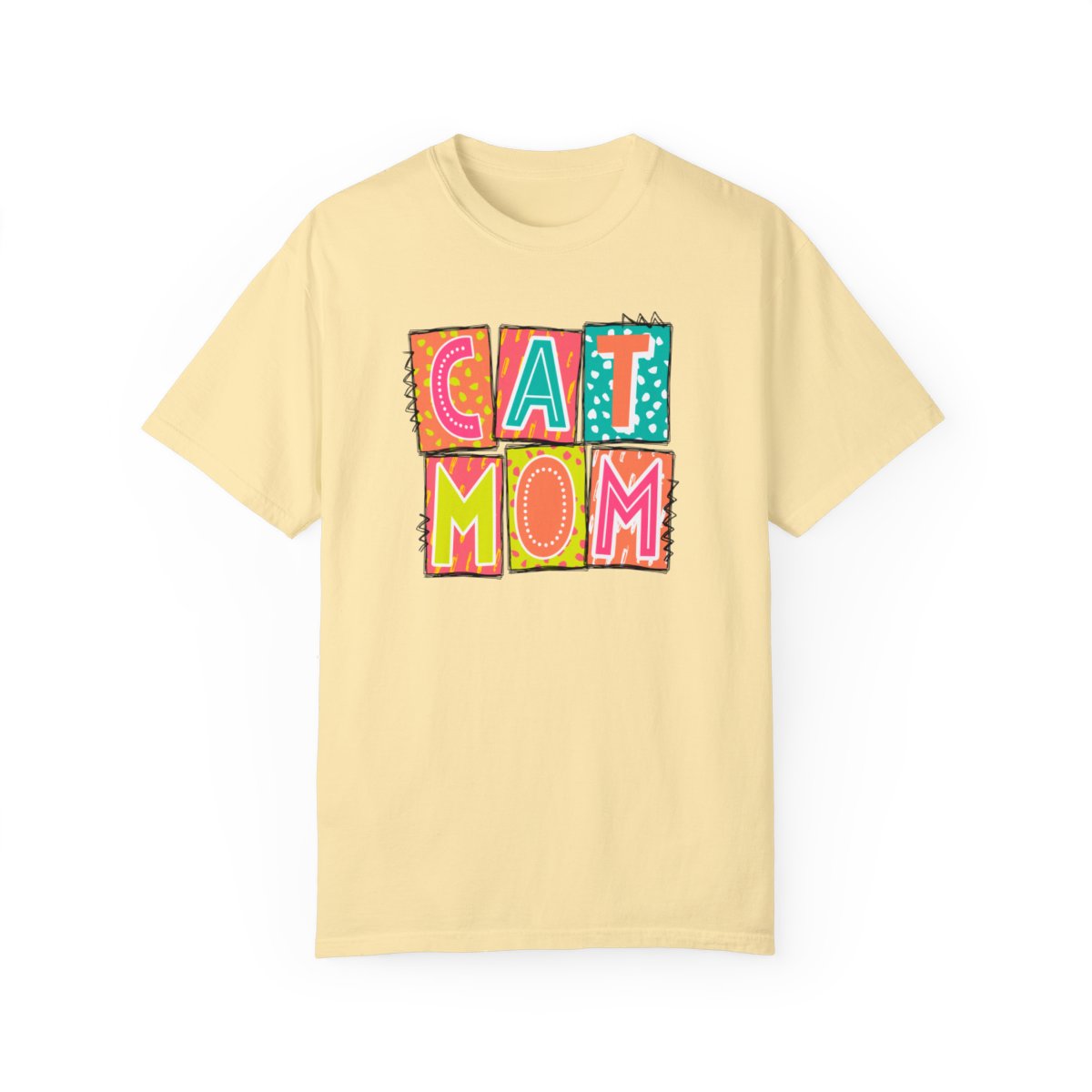 Cat Mom Neon Blocks Short Sleeve Tee