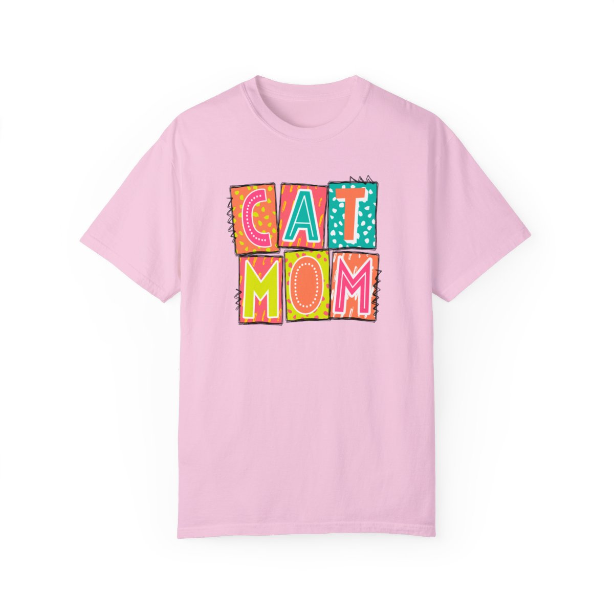 Cat Mom Neon Blocks Short Sleeve Tee