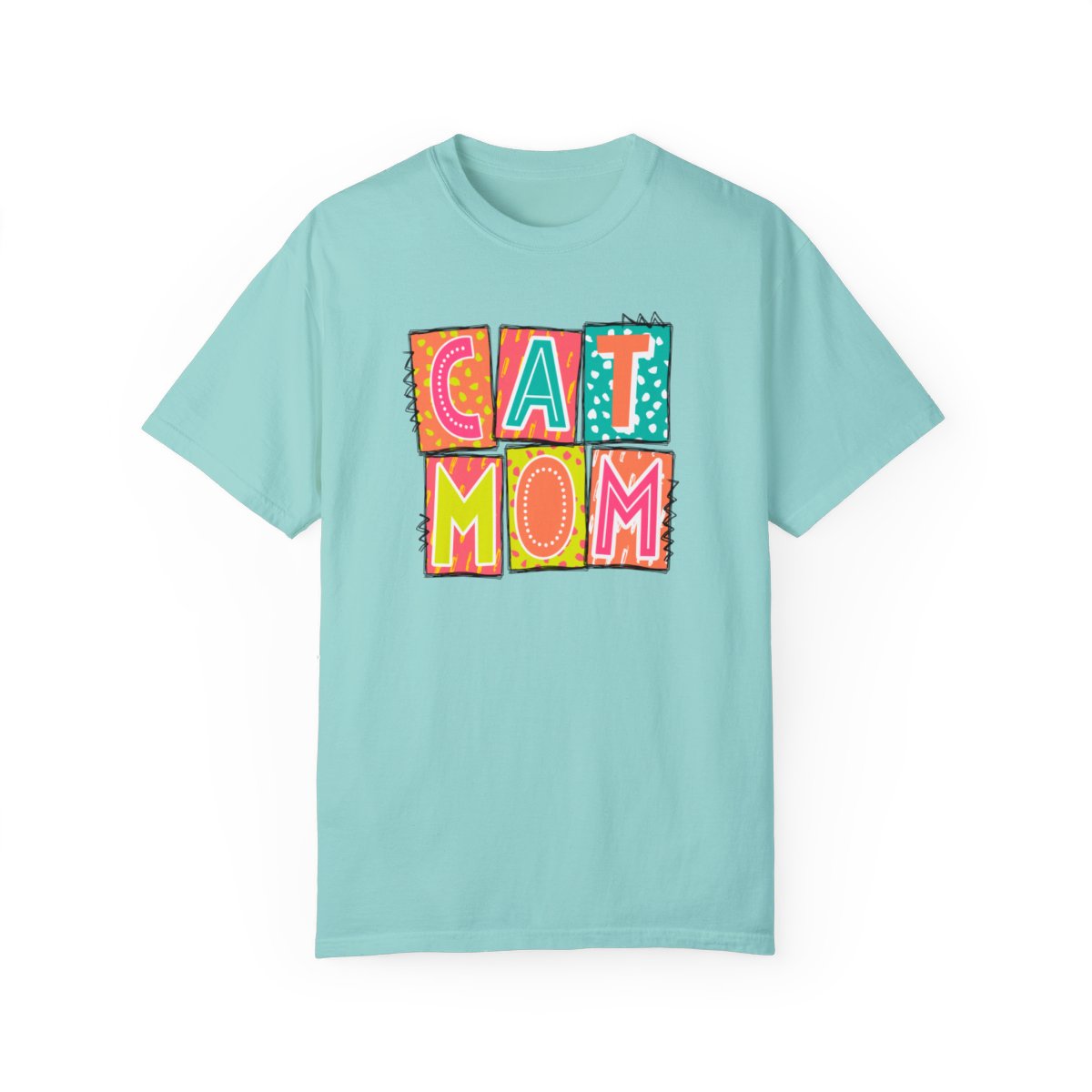 Cat Mom Neon Blocks Short Sleeve Tee