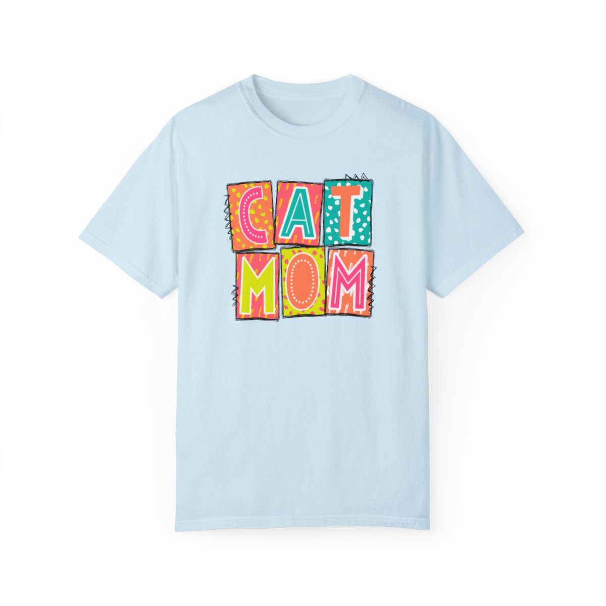 Cat Mom Neon Blocks Short Sleeve Tee