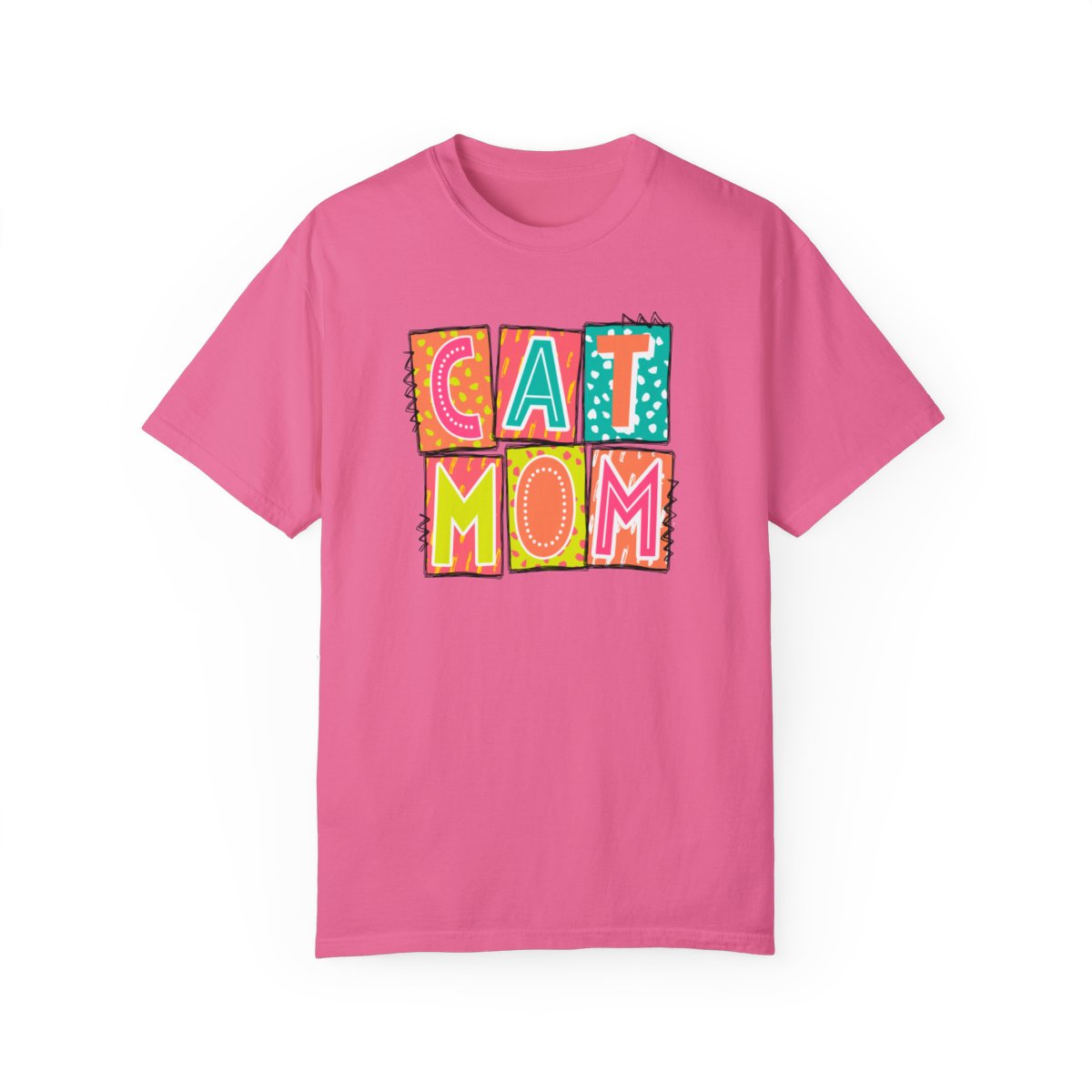 Cat Mom Neon Blocks Short Sleeve Tee