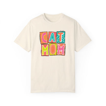 Cat Mom Neon Blocks Short Sleeve Tee