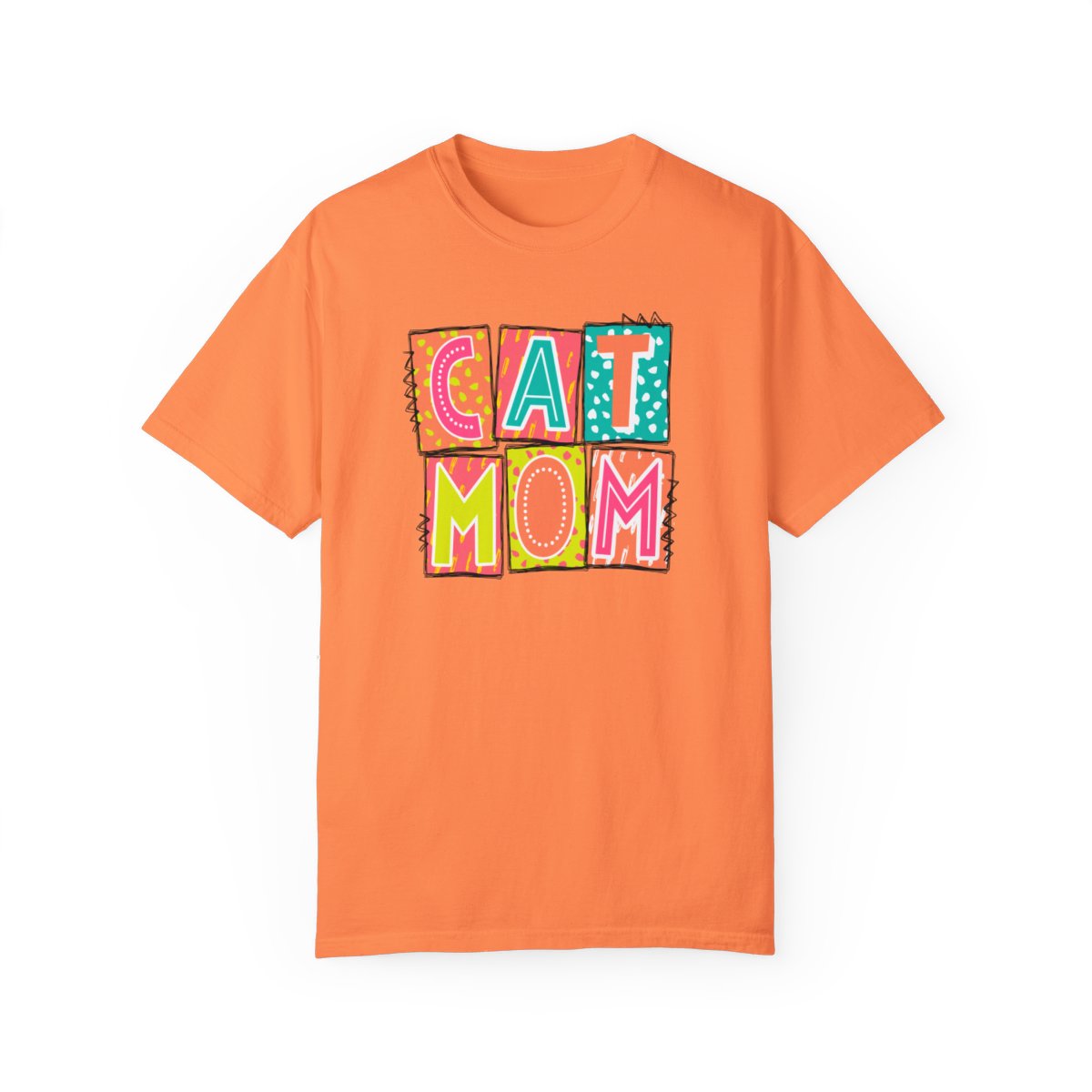 Cat Mom Neon Blocks Short Sleeve Tee