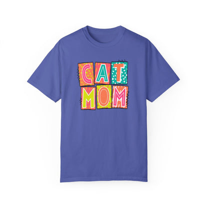 Cat Mom Neon Blocks Short Sleeve Tee