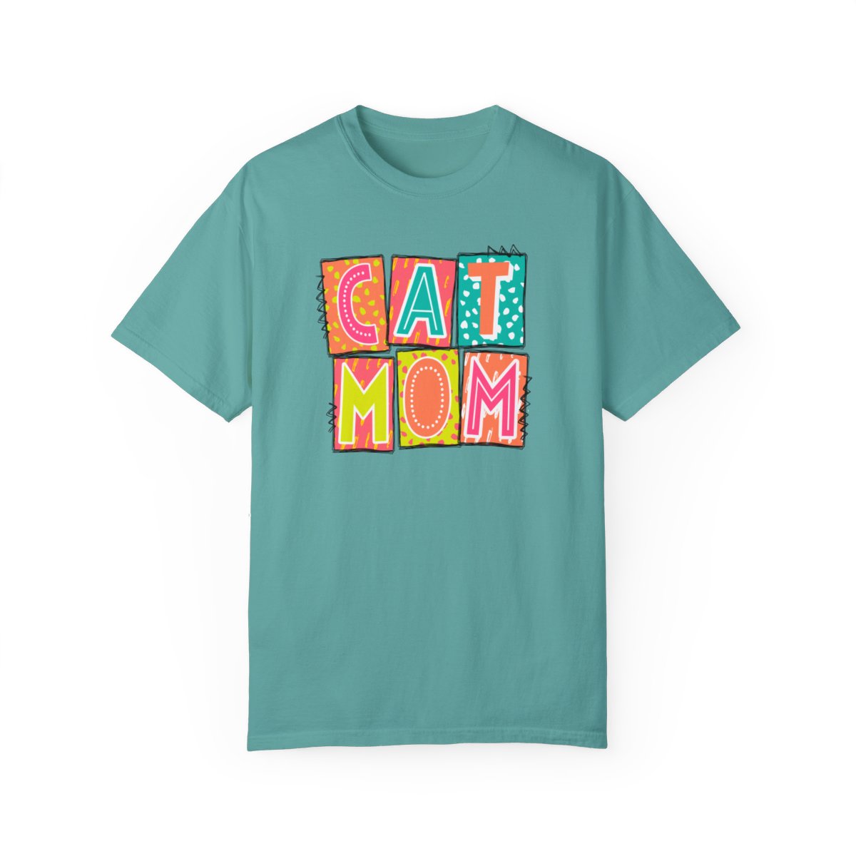 Cat Mom Neon Blocks Short Sleeve Tee