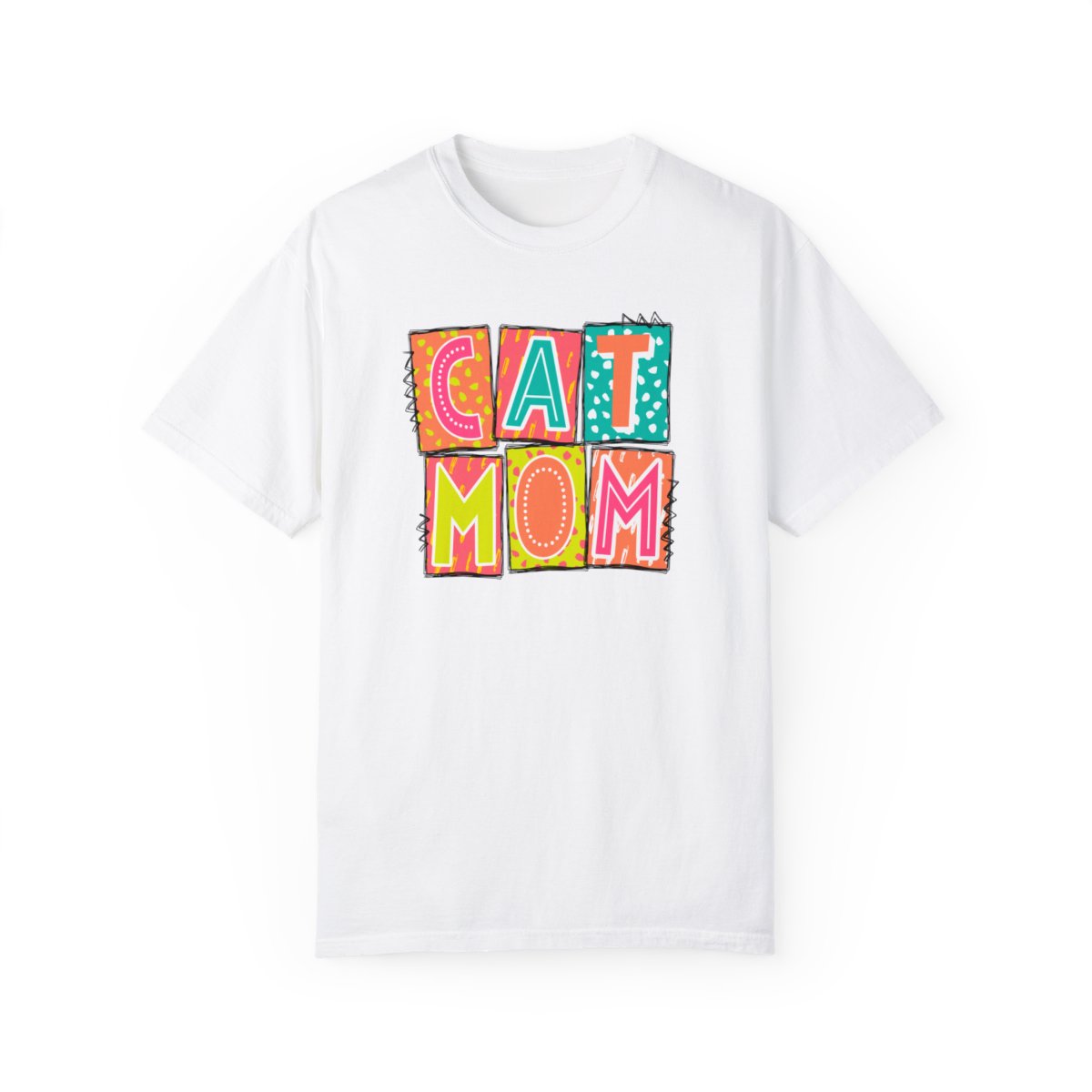 Cat Mom Neon Blocks Short Sleeve Tee