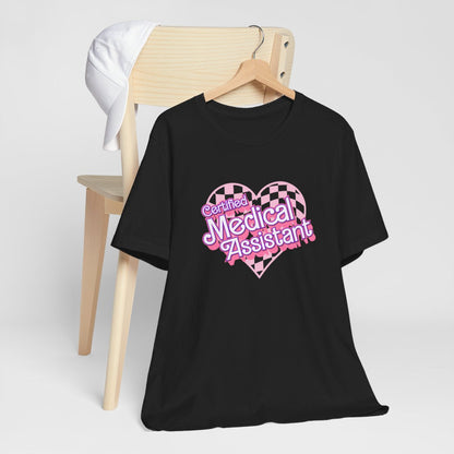 Certified Medical Assistant Checkered Heart Short Sleeve Tee