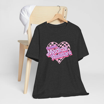 Certified Medical Assistant Checkered Heart Short Sleeve Tee