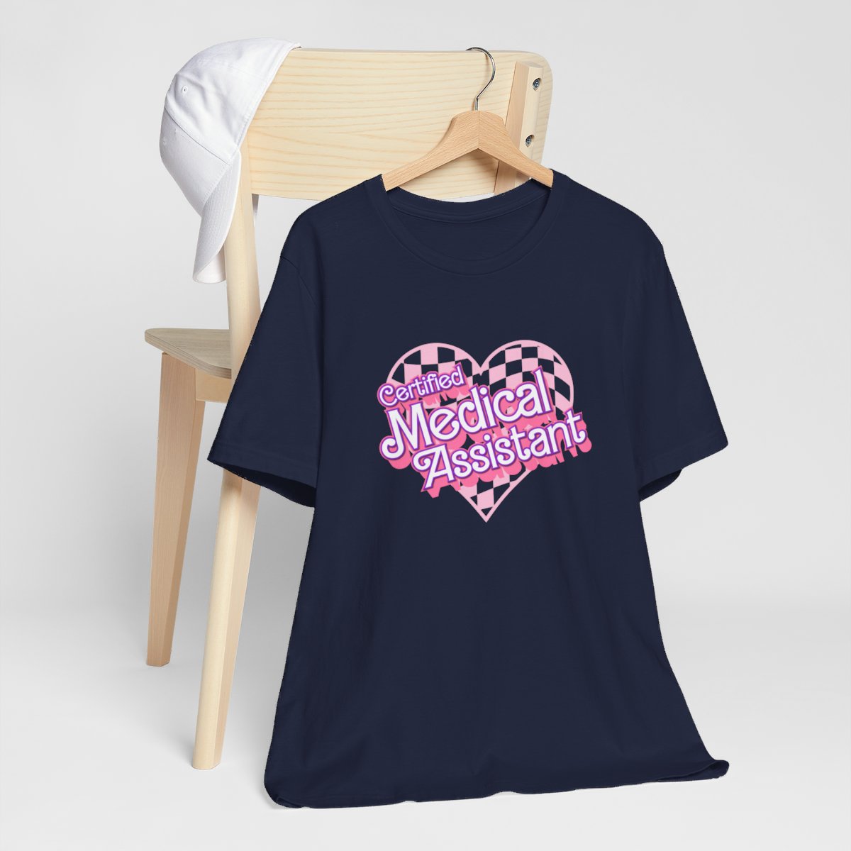 Certified Medical Assistant Checkered Heart Short Sleeve Tee