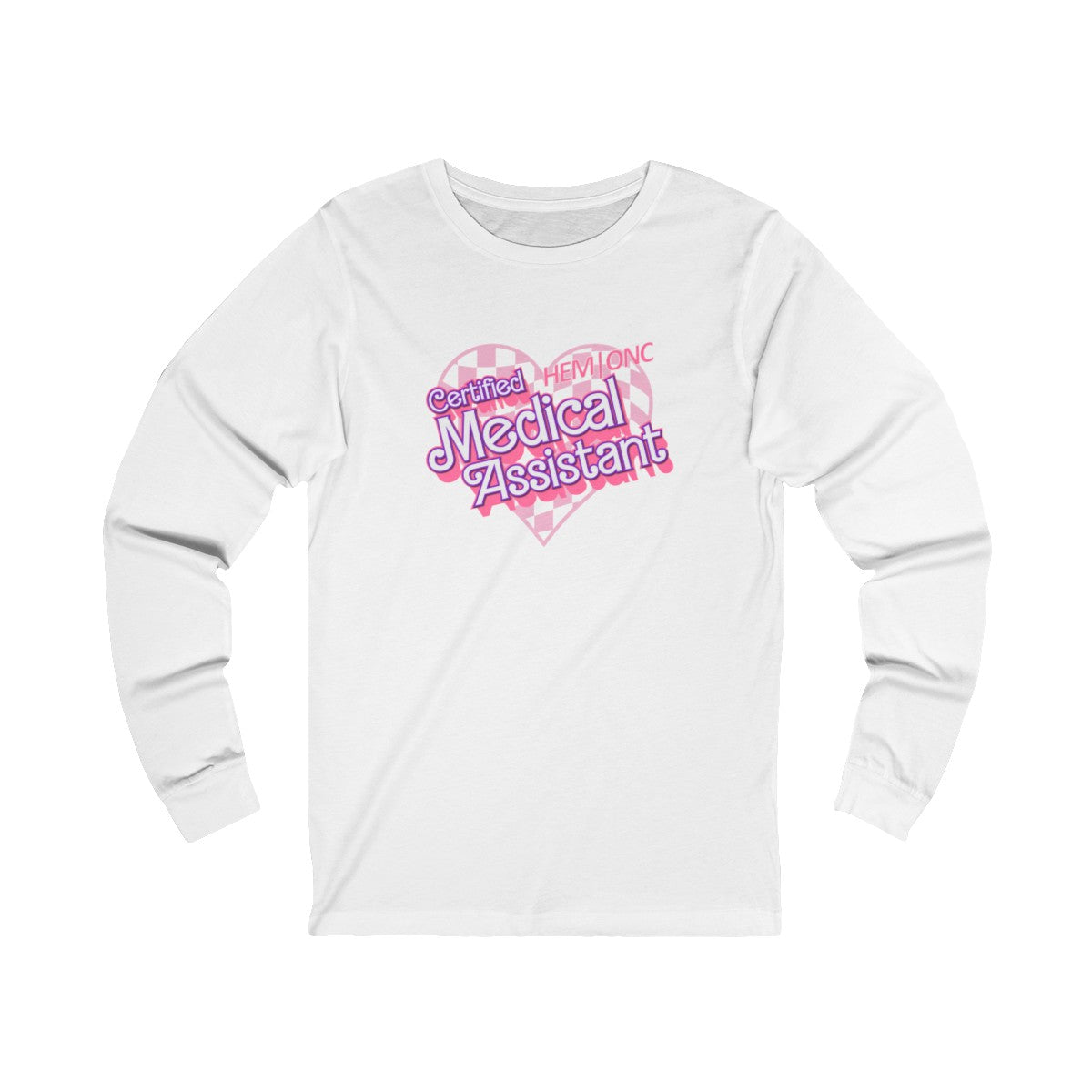 Certified Hem/Onc Medical Assistant Checkered Heart Long Sleeve Tee