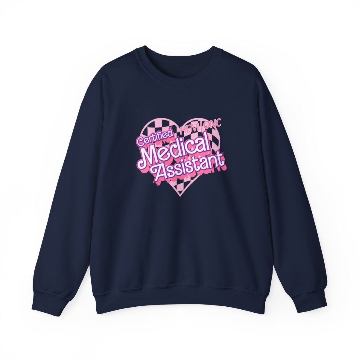 Certified Hem/Onc Medical Assistant Checkered Heart Long Sleeve Sweatshirt
