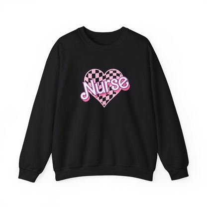 Nurse Checkered Heart Long Sleeve Sweatshirt