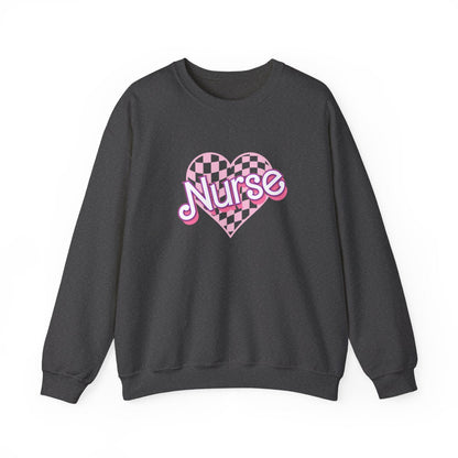 Nurse Checkered Heart Long Sleeve Sweatshirt