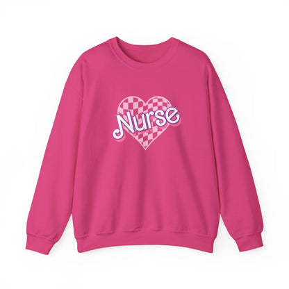 Nurse Checkered Heart Long Sleeve Sweatshirt