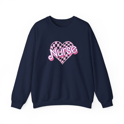 Nurse Checkered Heart Long Sleeve Sweatshirt