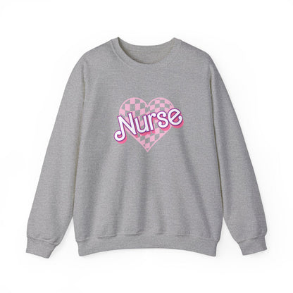 Nurse Checkered Heart Long Sleeve Sweatshirt