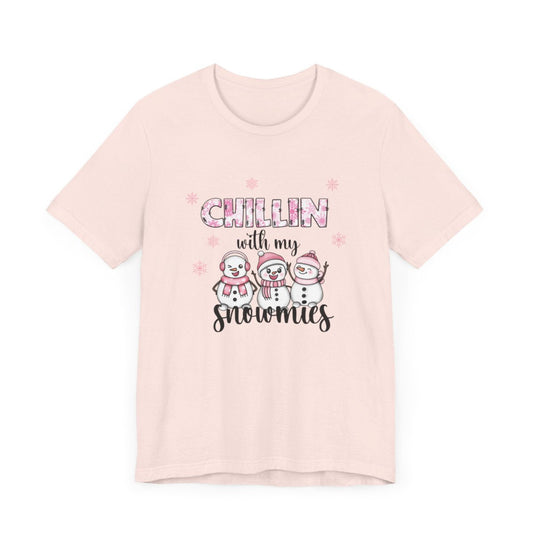 Chillin With My Snowmies Pink Short Sleeve Tee